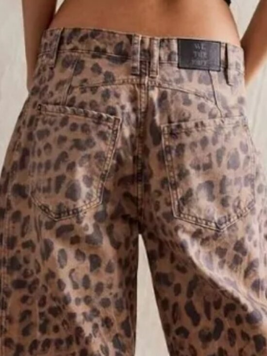 29 LONG We The Free People Good Luck Printed Barrel Jeans Cheetah Leopard Animal - Picture 12 of 13